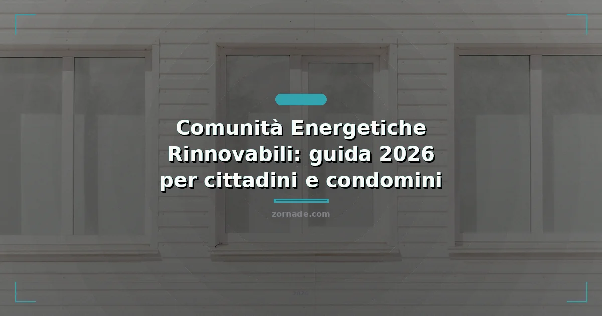 Copertina: Comunità Energetiche Rinnovabili: guida 2026 per cittadini e condomini
