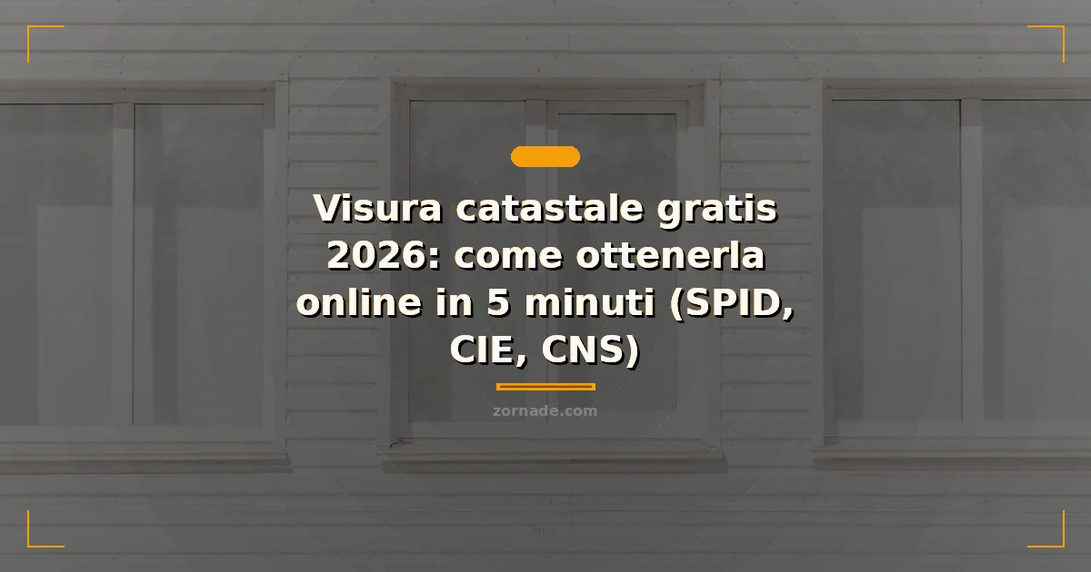 Copertina: Visura catastale gratis 2026: come ottenerla online in 5 minuti (SPID, CIE, CNS)