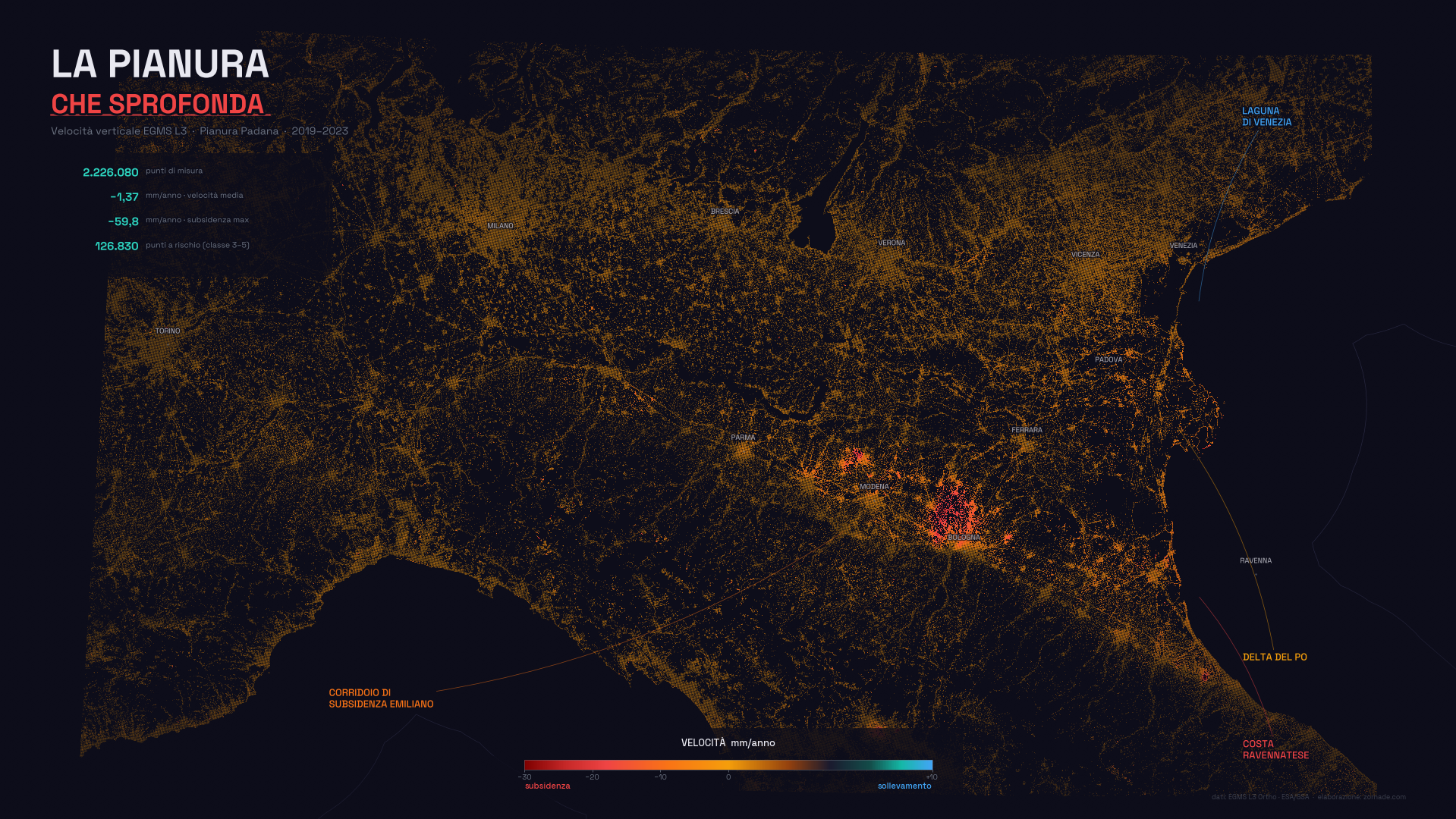 Zoom sulla Pianura Padana con 2,2 milioni di punti EGMS