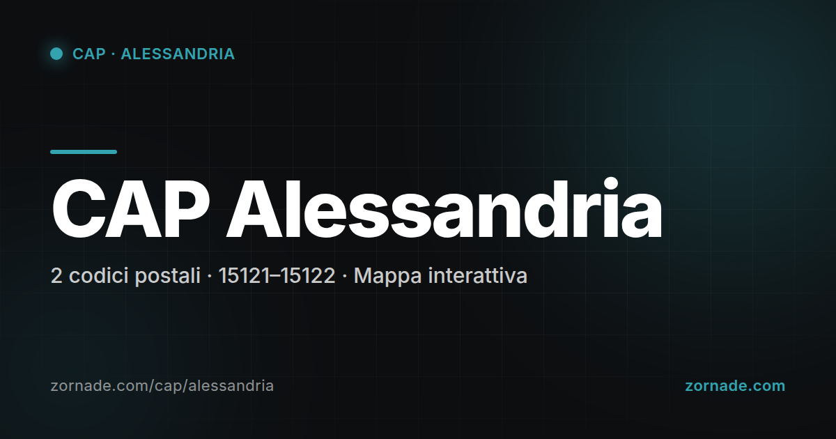 Mappa dei 2 CAP di Alessandria suddivisi per zona