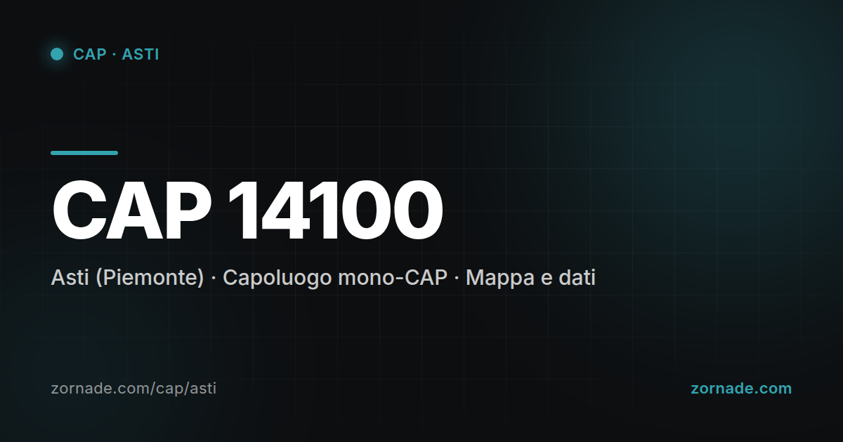 Mappa del CAP 14100 di Asti