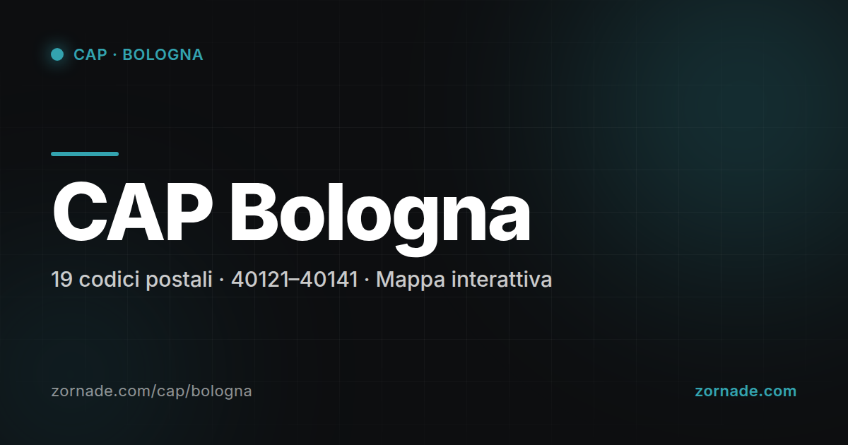 Mappa dei 19 CAP di Bologna suddivisi per zona