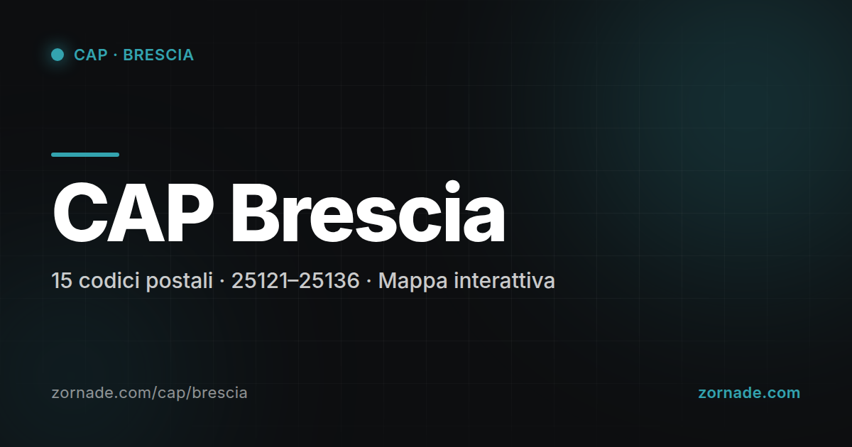 Mappa dei 15 CAP di Brescia suddivisi per zona