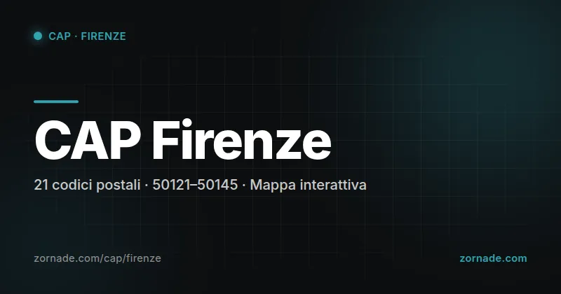Mappa dei 21 CAP di Firenze suddivisi per zona