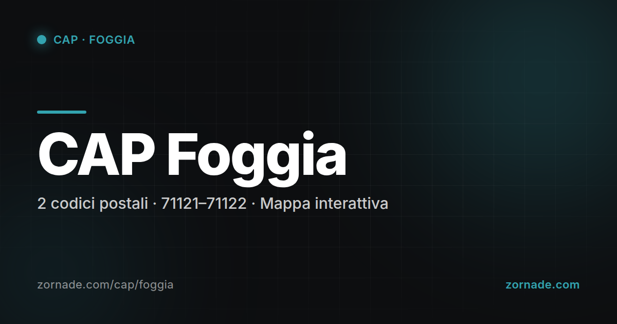Mappa dei 2 CAP di Foggia suddivisi per zona