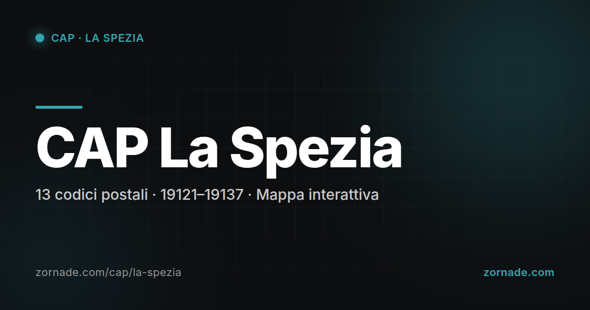Mappa dei 13 CAP di La Spezia suddivisi per zona