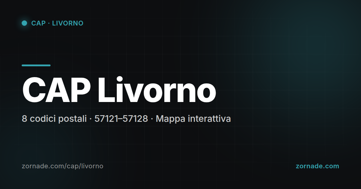 Mappa dei 8 CAP di Livorno suddivisi per zona