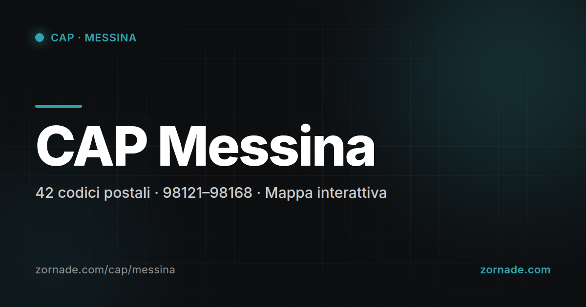 Mappa dei 42 CAP di Messina suddivisi per zona
