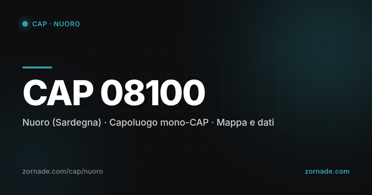 Mappa del CAP 08100 di Nuoro