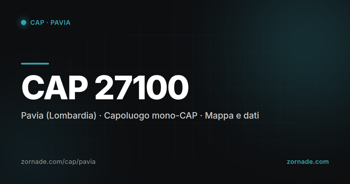 Mappa del CAP 27100 di Pavia