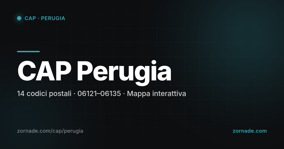 Mappa dei 14 CAP di Perugia suddivisi per zona