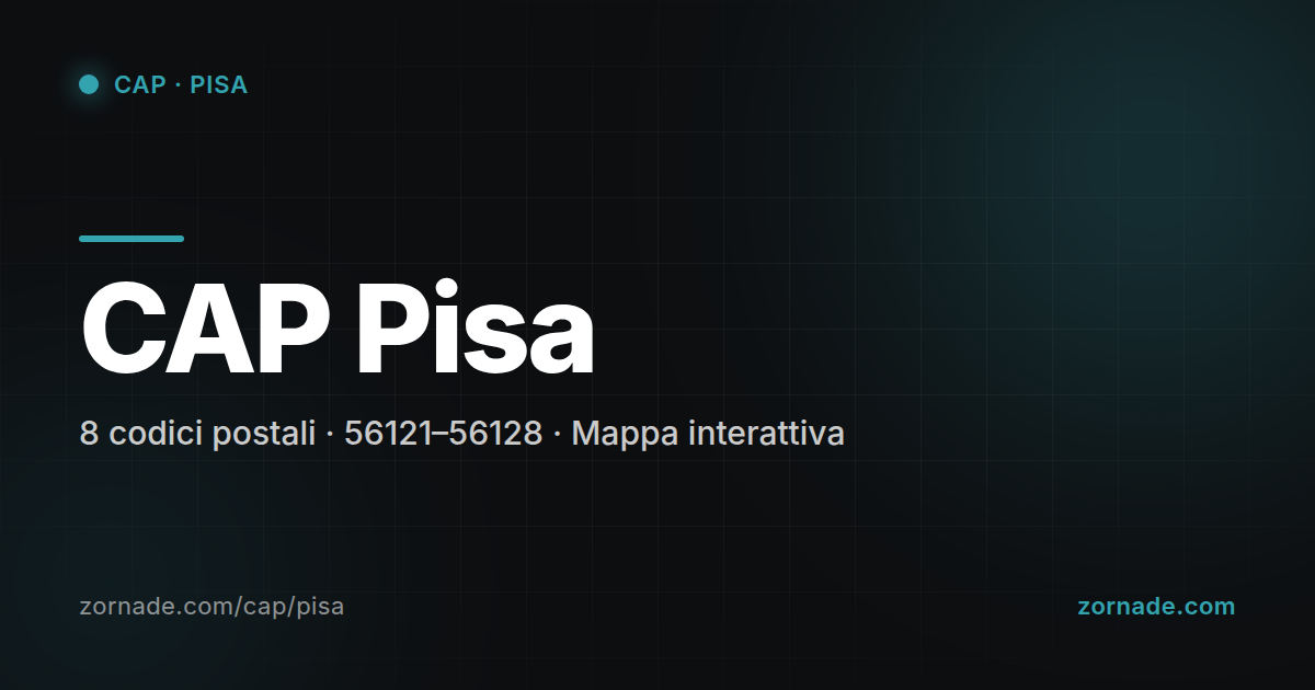 Mappa dei 8 CAP di Pisa suddivisi per zona