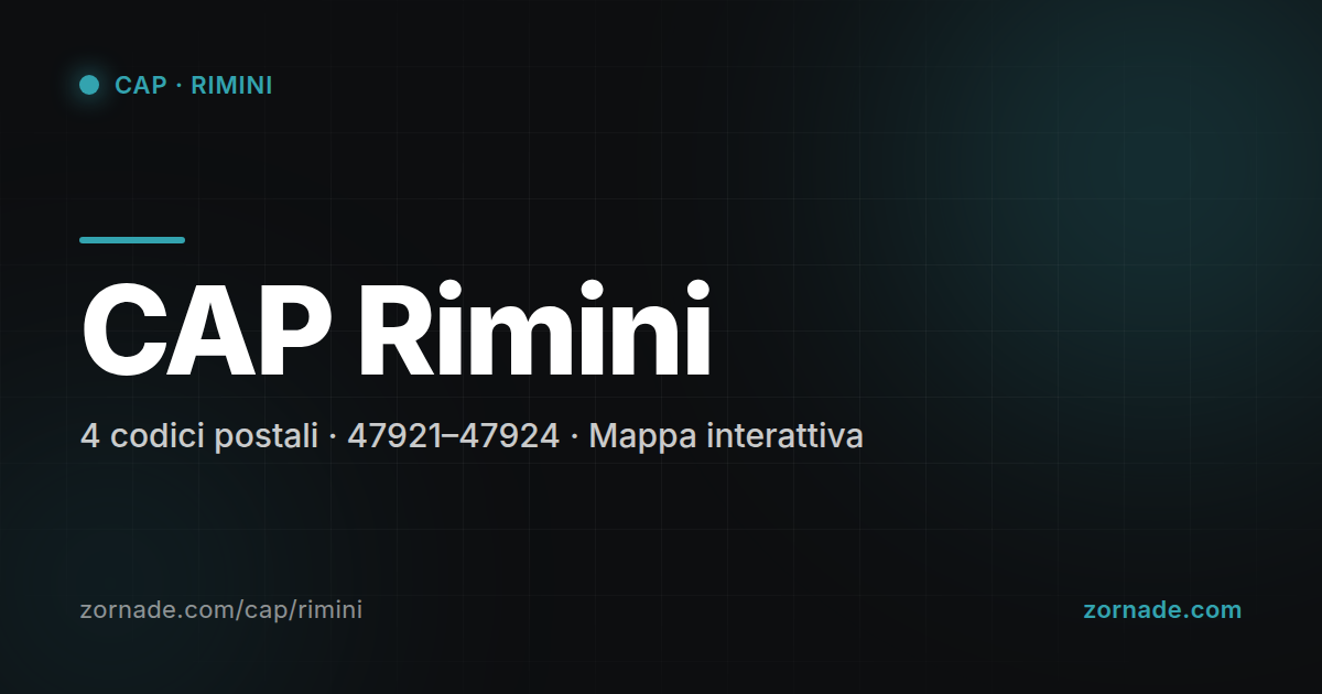 Mappa dei 4 CAP di Rimini suddivisi per zona