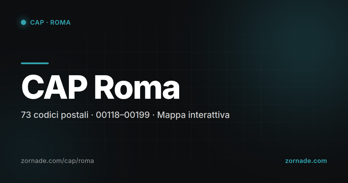 Mappa dei 73 CAP di Roma suddivisi per zona
