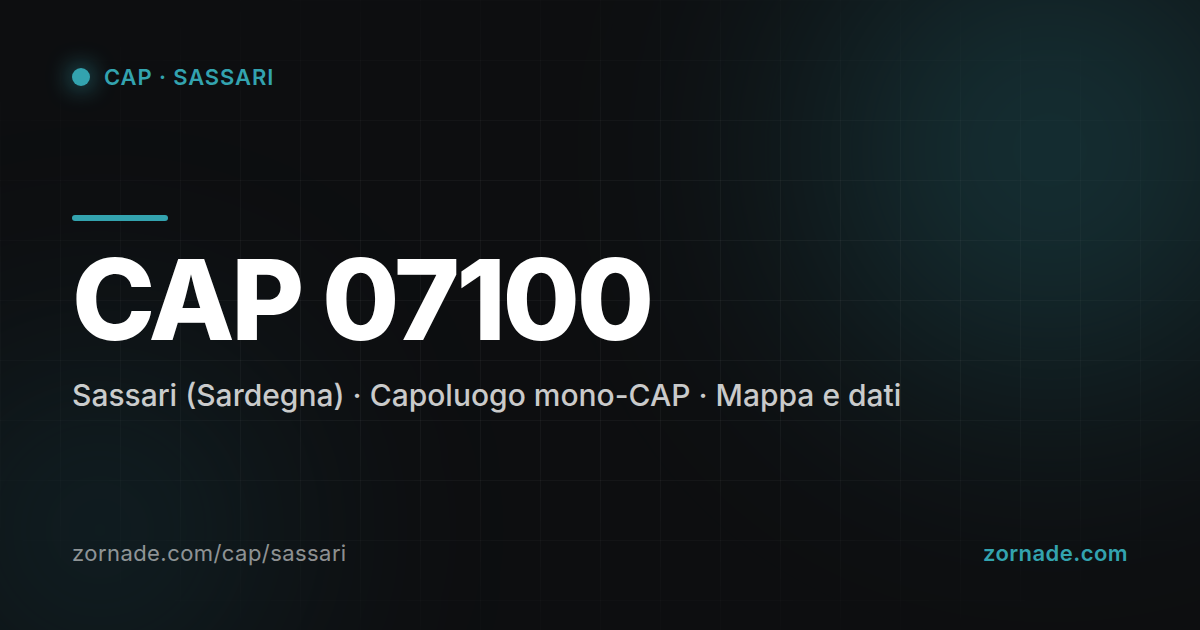 Mappa del CAP 07100 di Sassari
