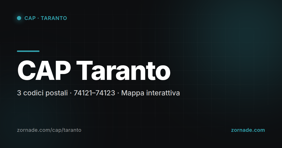 Mappa dei 3 CAP di Taranto suddivisi per zona