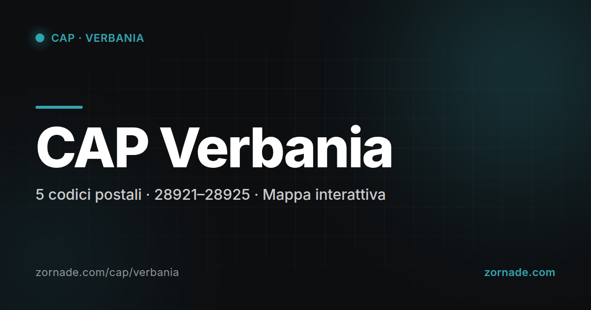 Mappa dei 5 CAP di Verbania suddivisi per zona