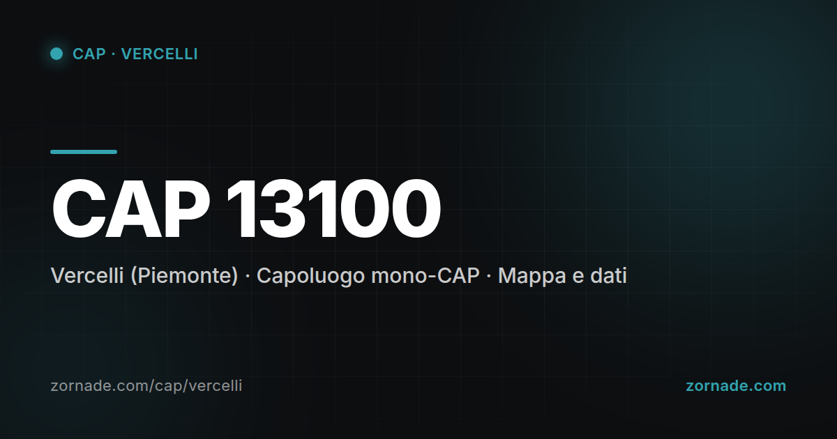 Mappa del CAP 13100 di Vercelli